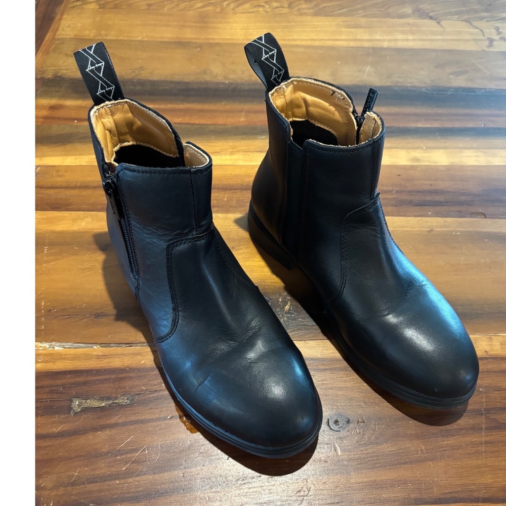 Xena Nova Black Leather Steel Toe Omega Chelsea Work Boots Women 8